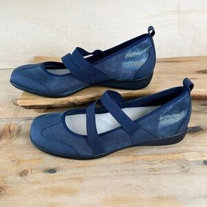 NEW‎ Trotters Josie T1761-420 Women's Blue 9.5 Wide Mary Jane Flats Shoes